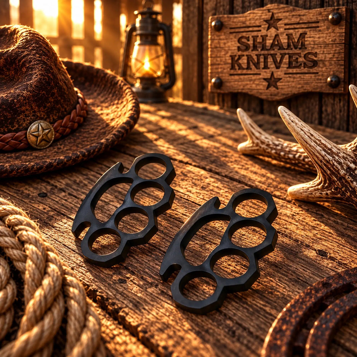 Alt text: Premium two-piece hand-cast black knuckle collectible set