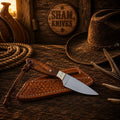 Rancher Rosewood Buckaroo knife with a 3-inch D2 steel fixed blade