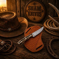 Rasp steel ranch skinning knife with a 4-inch blade and stag handle