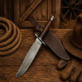 Real Rambo Bowie knife with Damascus steel blade and walnut handle