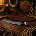 Redfin Honeycomb Damascus steel fillet knife with red handle