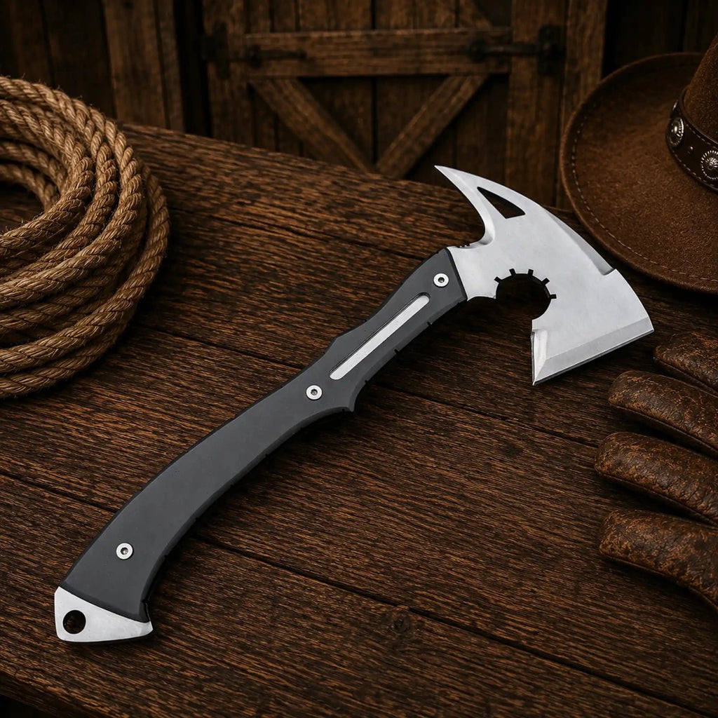 Resident Evil Requiem Leon Hatchet – Full Tang D2 Steel Axe - SHAM KNIVESCamping AxeSHAM KNIVESHandmade Leon Kennedy axe with premium Hatchet
