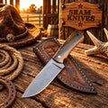 Rose Wood Trail Buckaroo Knife – 4″ D2 Acid Wash Blade & Cross-Draw Sheath - SHAM KNIVESBuckaroo KnifeSHAM KNIVESRose Wood Trail Buckaroo knife with 4 inch D2 steel blade