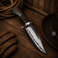 San Mai Jungle Bowie Knife – 5160 Steel Blade Rosewood Handle - SHAM KNIVESBowie knifeSHAM KNIVESSan Mai Jungle Bowie knife with handcrafted 5160 steel blade