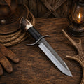 Stag Crown Legend Bowie knife with D2 blade and leather sheath