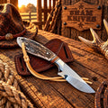 Stag Point Ranch Rodeo Cowboy Carry Knife – D2 Steel with Cross Draw Leather Sheath - SHAM KNIVESCowboy KnifeSHAM KNIVESStag Point Ranch Rodeo cowboy carry knife with D2 steel blade