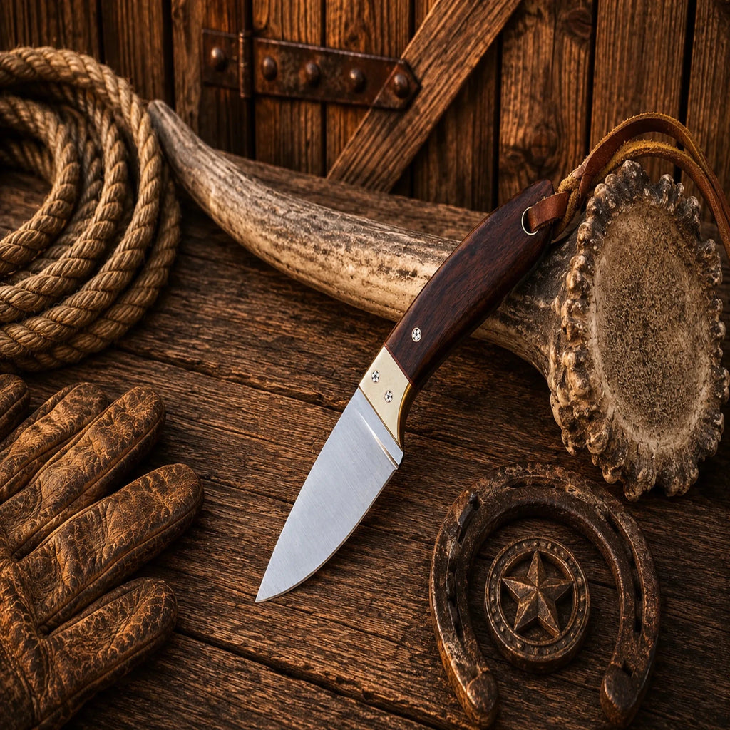 Tapadero Ranch Master Buckaroo Knife – D2 steel Cross Draw sheath Edition - SHAM KNIVESCowboy KnifeSHAM KNIVESTapadero Ranch Master Buckaroo Knife with D2 Steel Blade