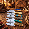 Three Cross six-piece D2 cowboy skinning knife set