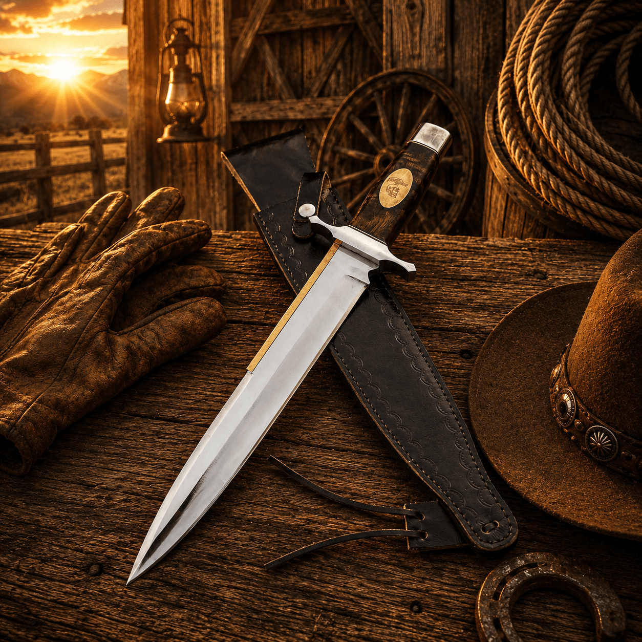 Toothpick Replica Bowie Knife – D2 Steel Gil Hibben Style - SHAM KNIVESBowie knifeSHAM KNIVESLarge Bowie knife replica for display and gifting