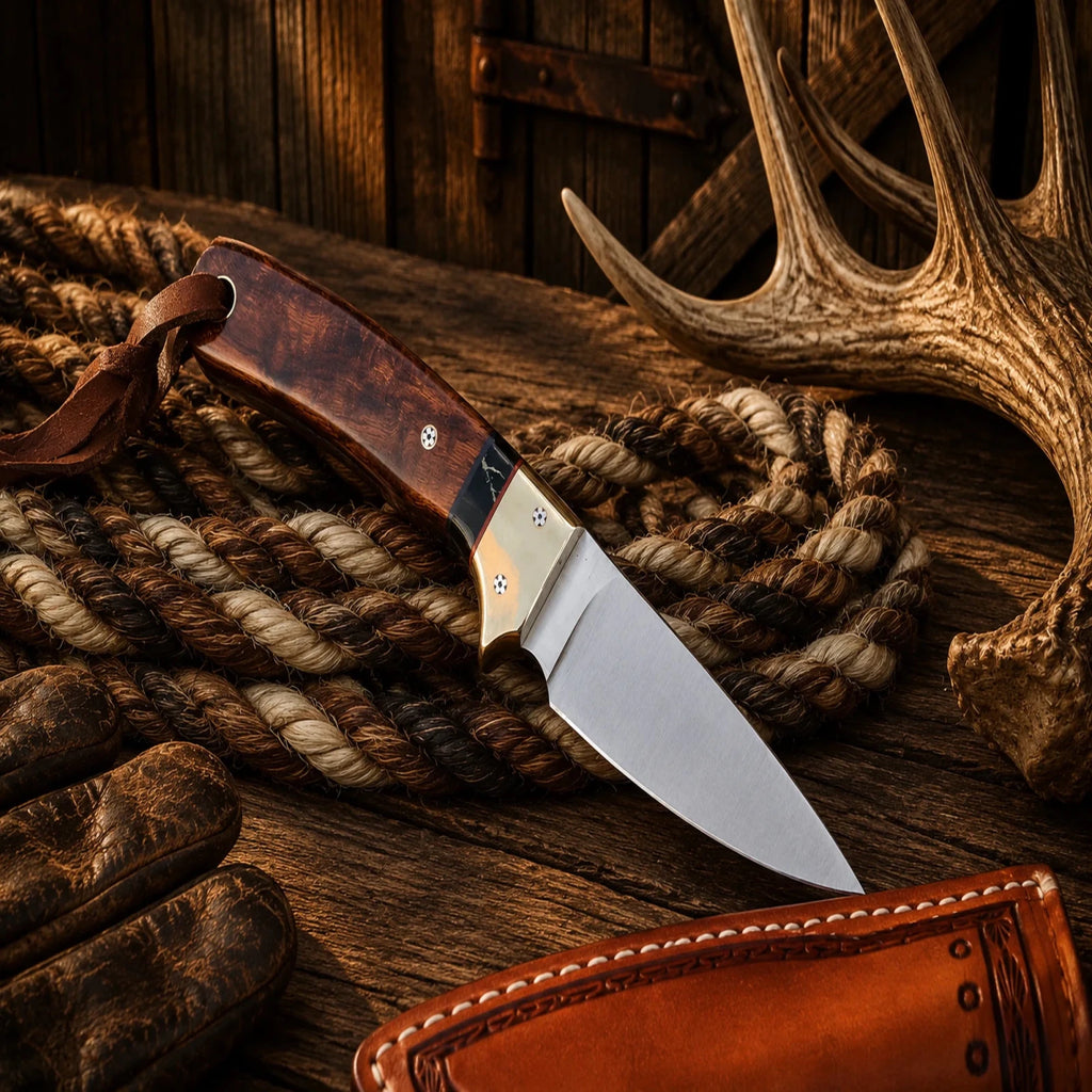 Vatalero Frontier Buckaroo Knife – D2 Steel & Rosewood Handle - SHAM KNIVESCowboy KnifeSHAM KNIVESVatalero Frontier Buckaroo Knife with D2 Steel Blade