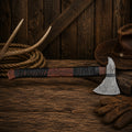 Handmade Viking Bearded Axe with Damascus steel head and leather wrapped wooden handle