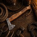 Handcrafted Viking Berserker Battle Axe with carved ash wood handle