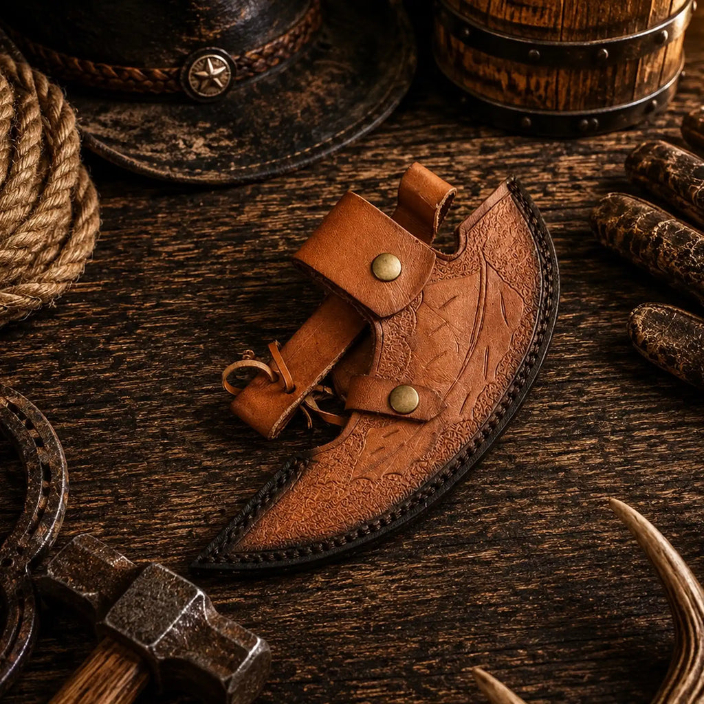 Carbon steel Viking pizza axe with 8.5 inch blade and ash wood handle