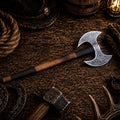 Viking Style Double-Headed Battle Axe – Hand Forged Carbon Steel - SHAM KNIVESBattle AxeSHAM KNIVESViking style double-headed battle axe with ash wood handle