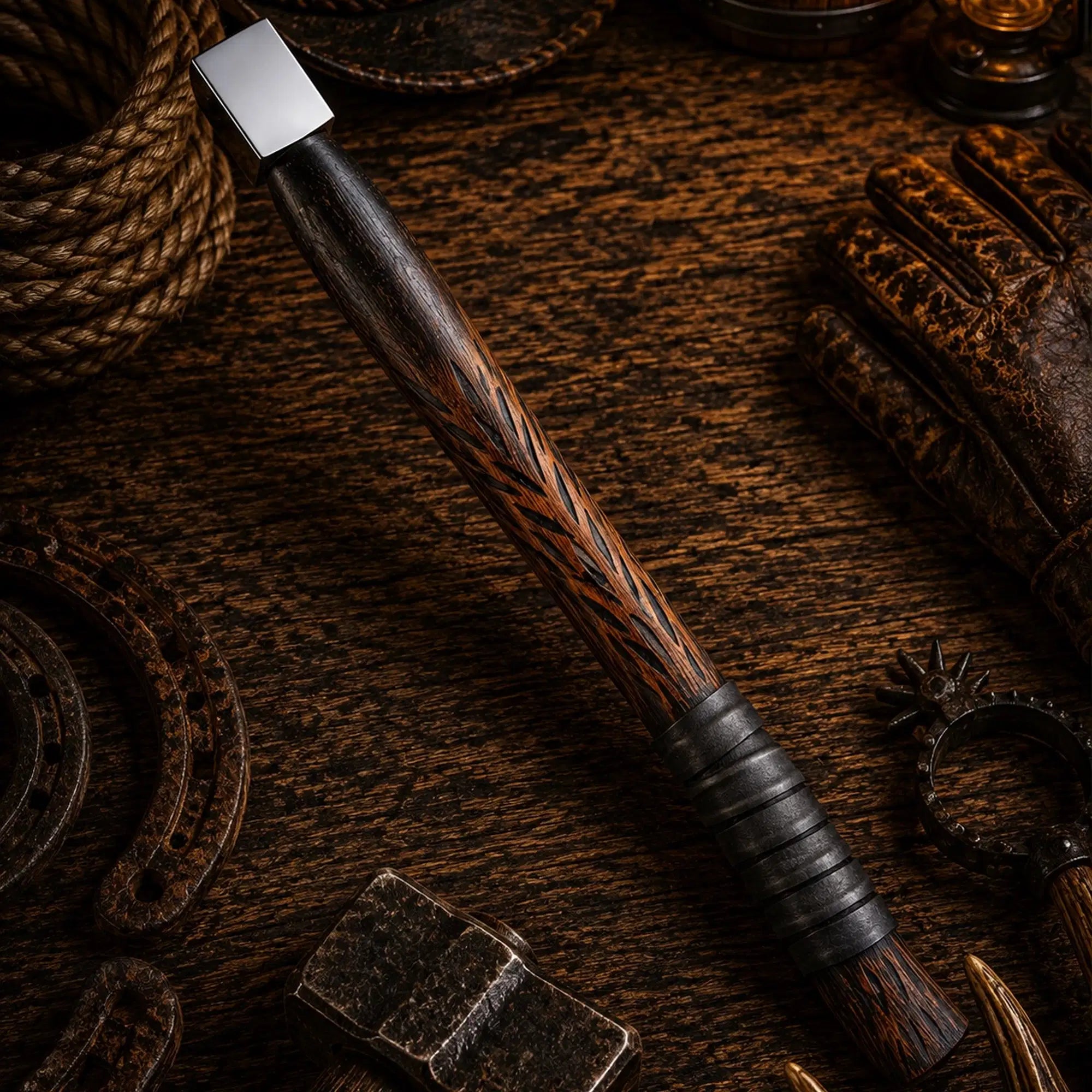 Vindflaug bearded axe with engraved high carbon steel head