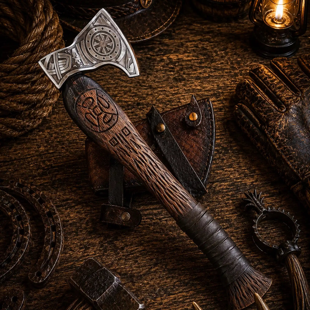 Vindflaug Viking axe with 1095 carbon steel head and ash wood handle
