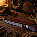 Violet Angler Damascus steel fillet knife with purple honeycomb handle