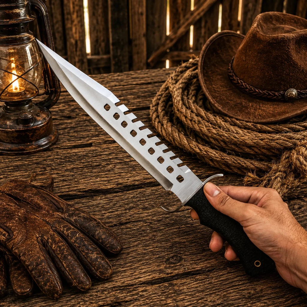 Walking Dead Negan Bowie Knife – Stainless Steel With Sheath - SHAM KNIVESBowie knifeSHAM KNIVESWalking Dead Negan Bowie knife with leather sheath