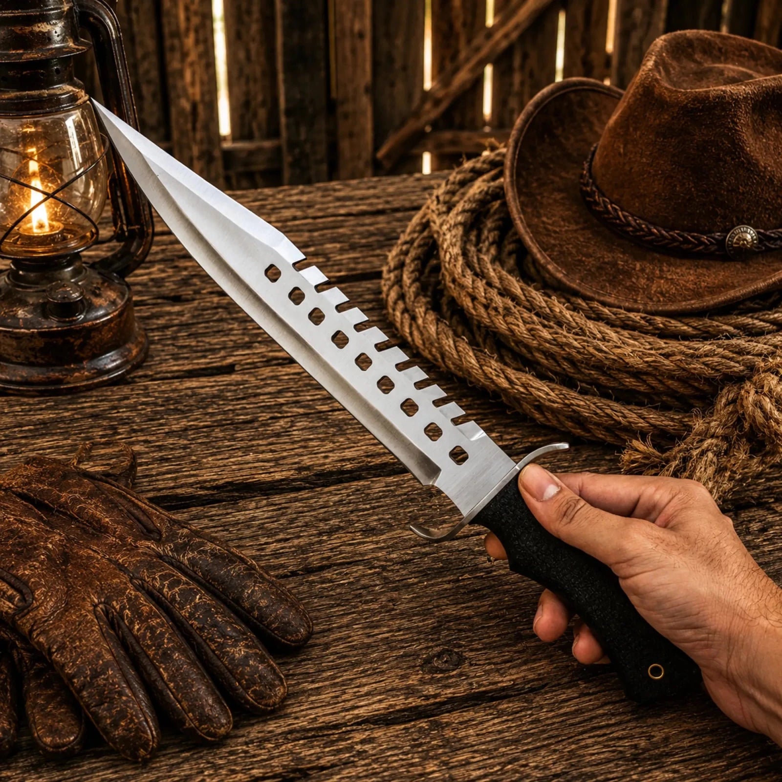 Walking Dead Negan Bowie Knife – Stainless Steel With Sheath - SHAM KNIVESBowie knifeSHAM KNIVESWalking Dead Negan Bowie knife with leather sheath