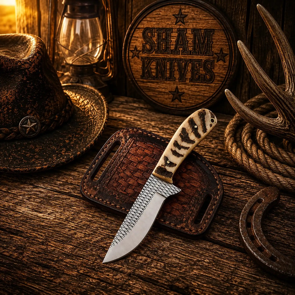 Western field-dressing knife with a 4-inch rasp steel blade