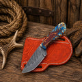 Western Ranch Companion Knife – D2 Acid Wash Blade & Pinecone Resin Handle - SHAM KNIVESCowboy KnifeSHAM KNIVESCowboy fixed blade knife featuring a premium pinecone resin handle and leather side carry sheath.