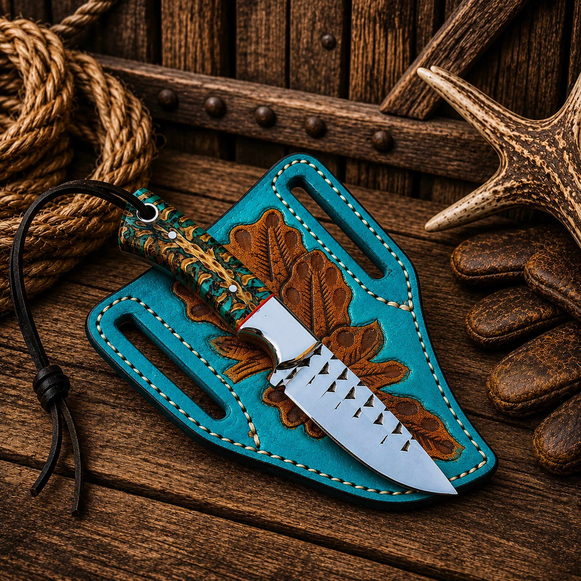 Full tang rasp steel field knife for hunting and camping.